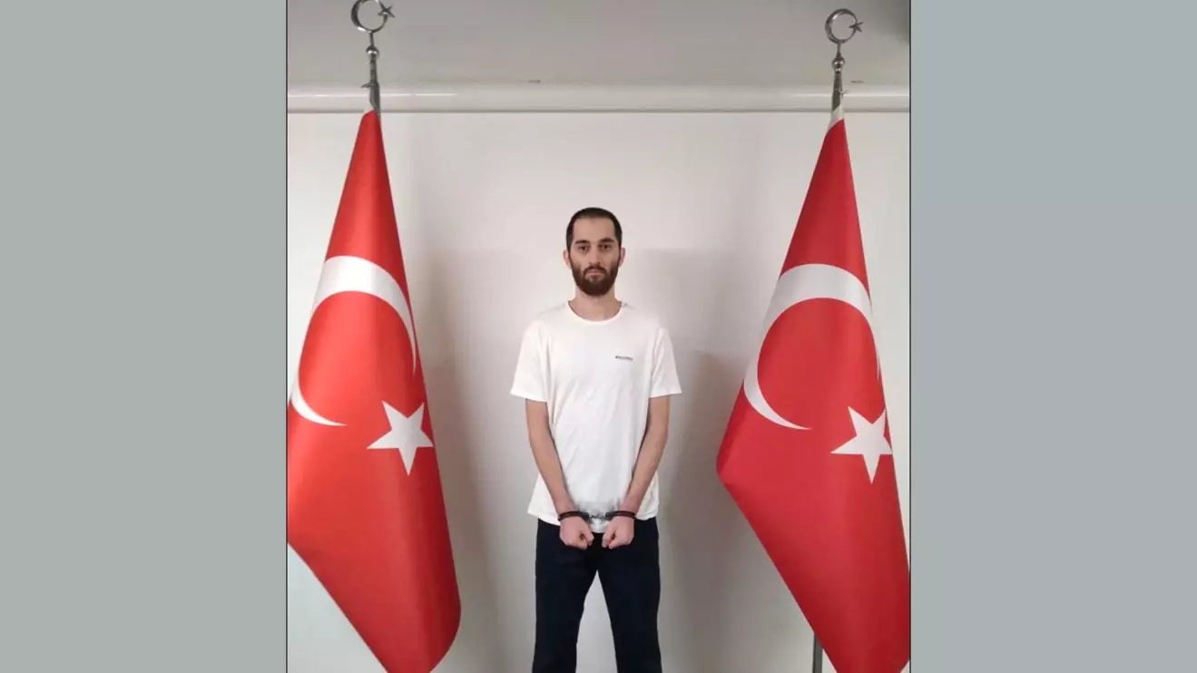 An undated handout picture obtained by Reuters on September 14, 2024 shows an Islamic State militant, identified as Viskhan Soltamatov, who is believed to be involved in planning an attack on the Santa Maria Italian Church in Istanbul earlier this year, after he was arrested by Turkish authorities in Istanbul, Turkey. National Intelligence Agency (MIT) /Handout via Reuters