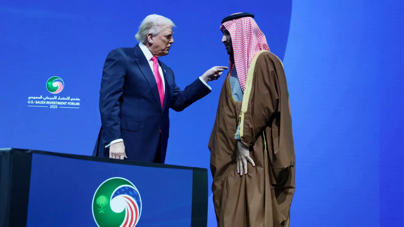 U.S. President Donald Trump and Crown Prince and Prime Minister Mohammed bin Salman of Saudi Arabia interact during the U.S.-Saudi Investment Forum in Washington, D.C., U.S., November 19, 2025. Reuters/Evelyn Hockstein