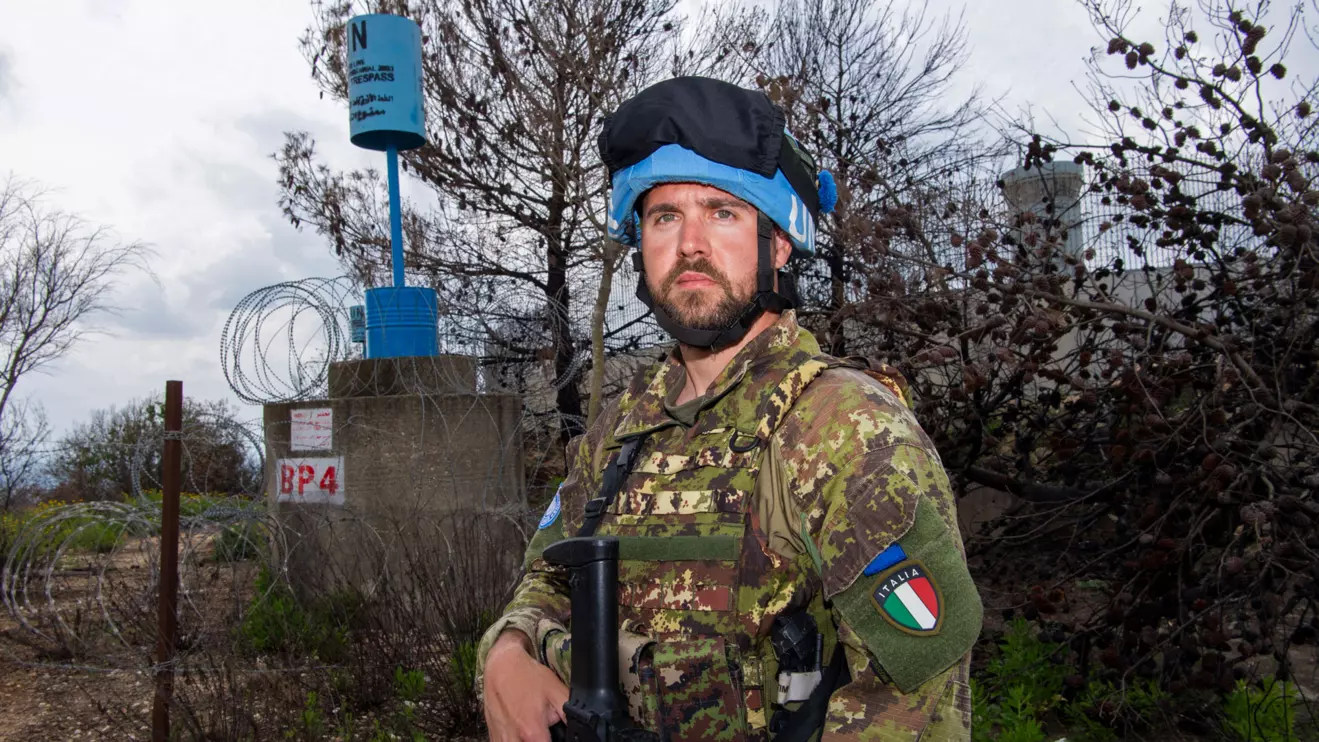 UNIFIL peacekeeper Andrea Radisone on a patrol along the Blue Line in south Lebanon, Pasqual Gorriz, UN