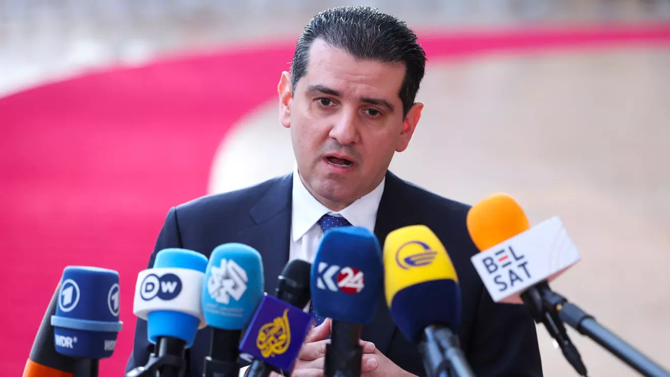 Cyprus' Minister of Energy, Commerce and Industry Michalis Damianos speaks to members of the media as he arrives to attend a European Union Energy and Foreign Affairs ministers meeting in Brussels, Belgium March 16, 2026. Reuters/Omar Havana