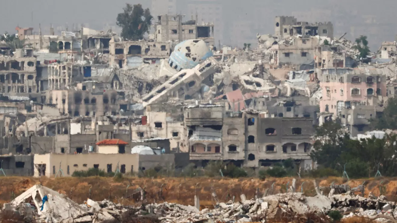 A general view of destruction in North Gaza, as seen from the Israeli side of the Israel-Gaza border, May 17, 2025. Reuters/Amir Cohen