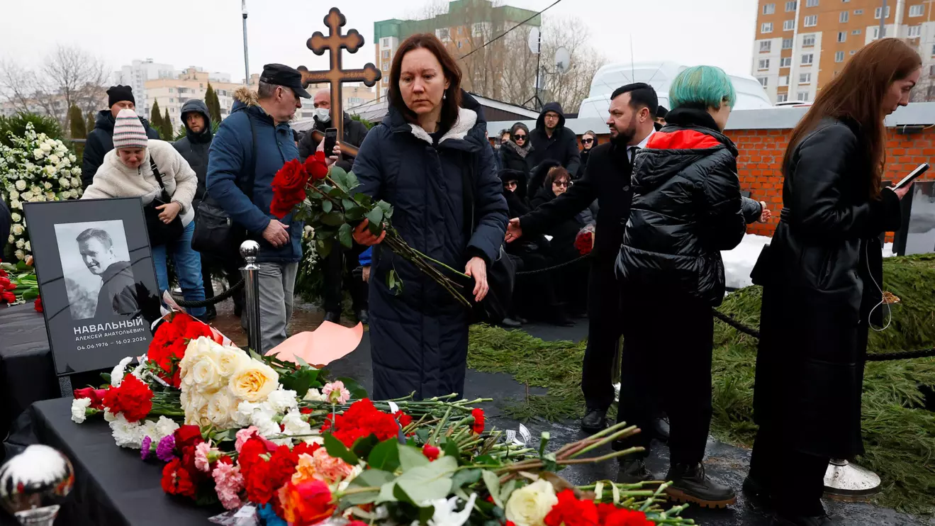 People attend the funeral of Russian opposition politician Alexei Navalny at the Borisovskoye cemetery in Moscow, Russia, March 1, 2024. Reuters