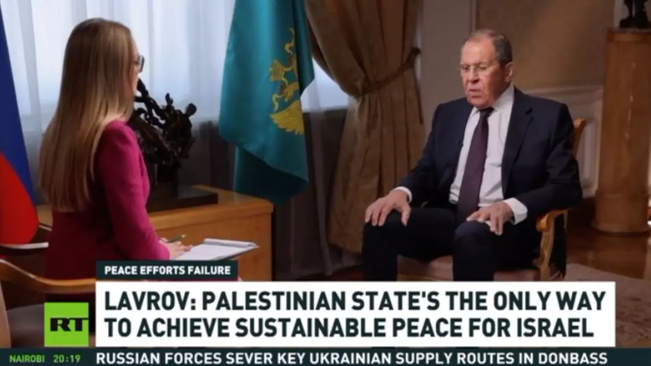 Sergey Lavrov during his interview on RT
