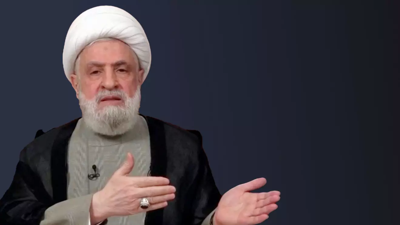 Lebanon's Hezbollah leader Sheikh Naim Qassem delivers an address from an unknown location, November 29, 2024, Al Manar TV 