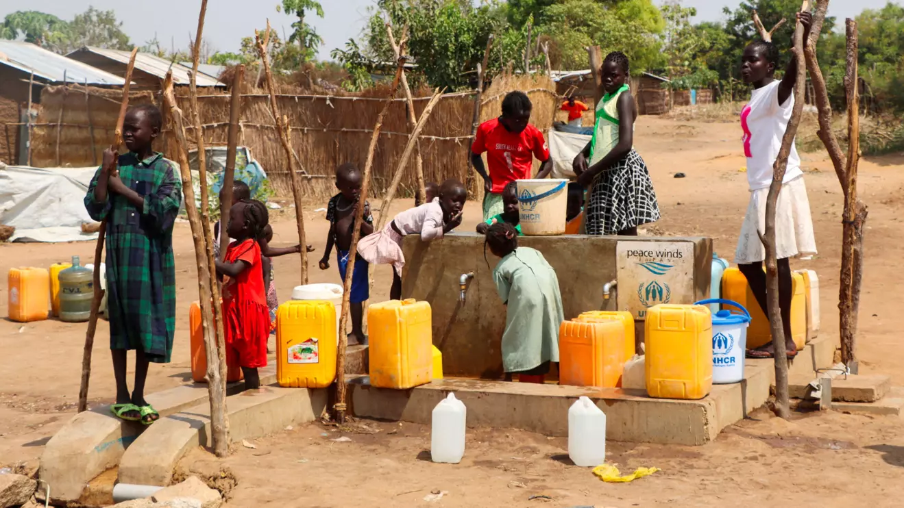 Sudanese refugees collect water from a borehole at the Gorom Refugee camp hosting Sudanese refugees who fled recent fighting, near Juba, in South Sudan January 26, 2024. Reuters/Samir Bol