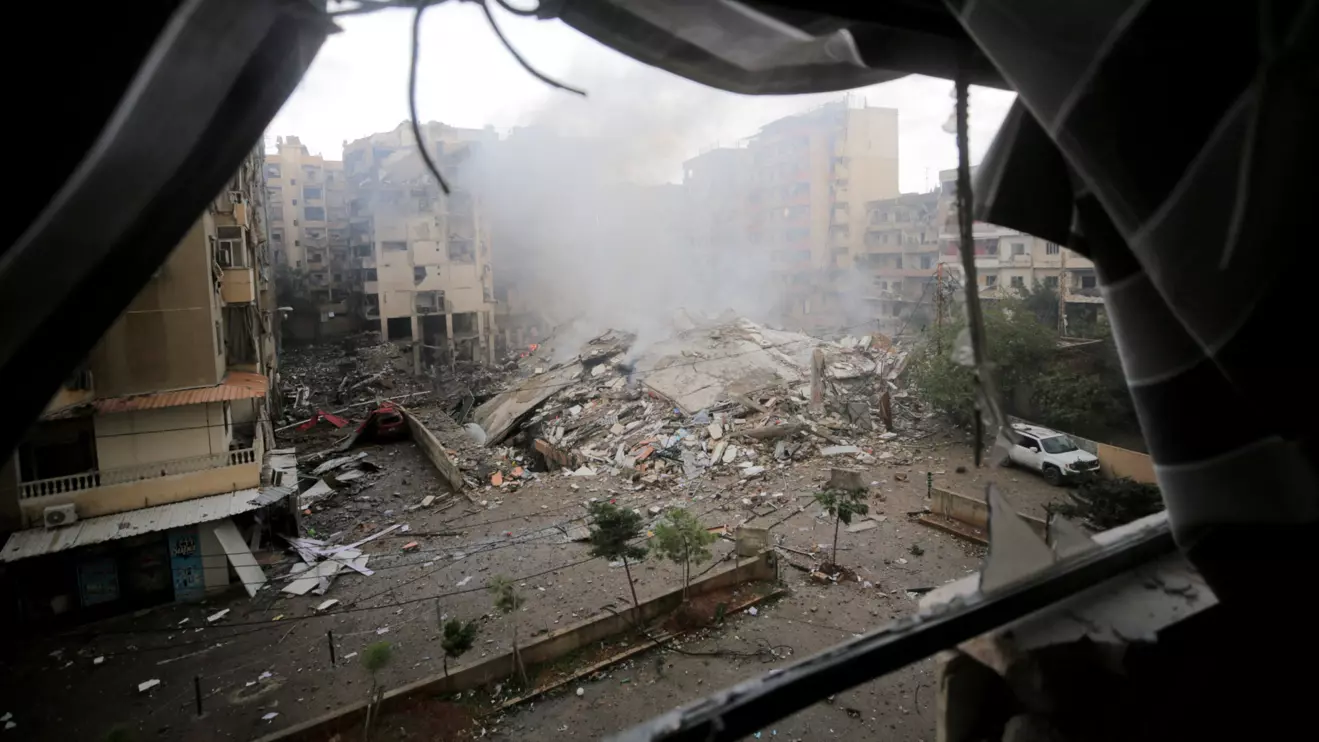 A general view shows damaged buildings, in the aftermath of Israeli strikes on Beirut's southern suburbs, Lebanon October 1, 2024. Reuters/Ali Alloush