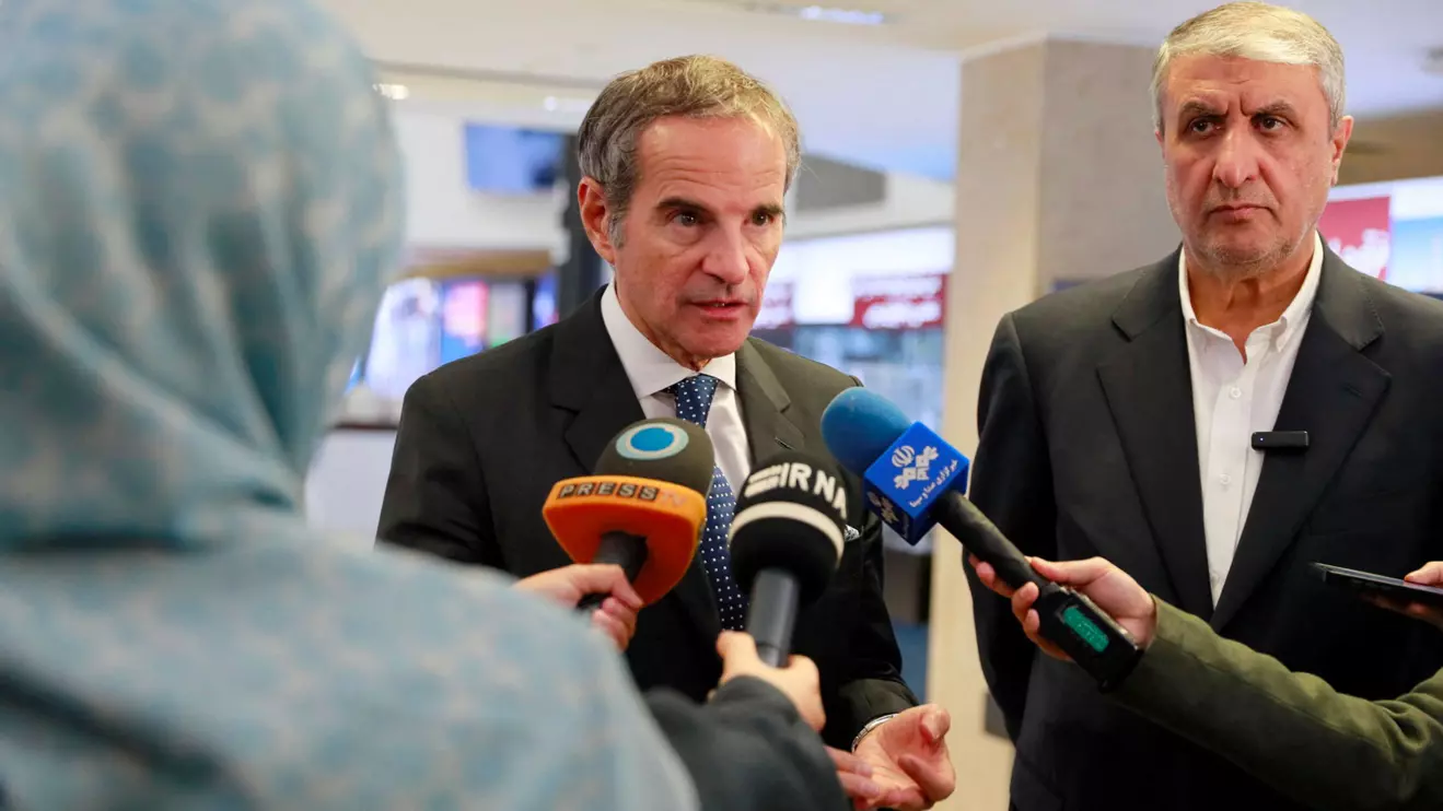 International Atomic Energy Agency (IAEA) Director General Rafael Grossi speaks to the media, in Tehran, Iran, April 17, 2025. Iranian Atomic Organisation/WANA (West Asia News Agency)/Handout via Reuters