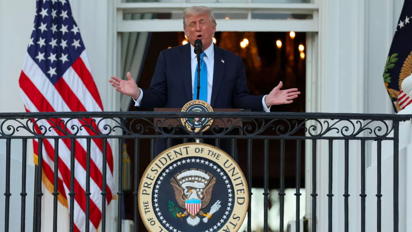 U.S. President Donald Trump speaks as he attends a "Summer Soiree" held on the South Lawn of the White House in Washington, D.C., U.S., June 4, 2025. Reuters/Leah Millis