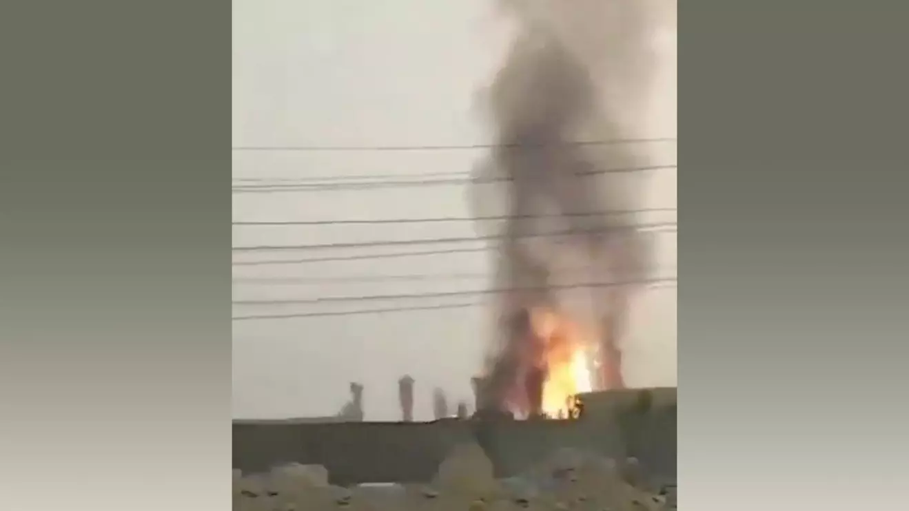 A fire burns at South Pars gas field, in Tonbak, Bushehr Province, Iran, in this screen grab from a handout video released on June 14, 2025. Social Media/via Reuters