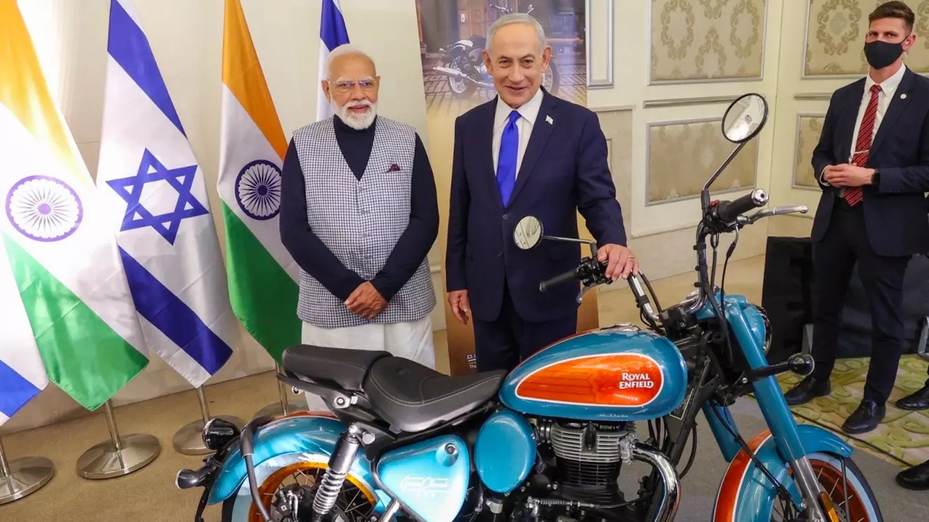 Indian Prime Minister Narendra Modi gifted Israeli Prime Minister a Royal Enfield motorcycle © X