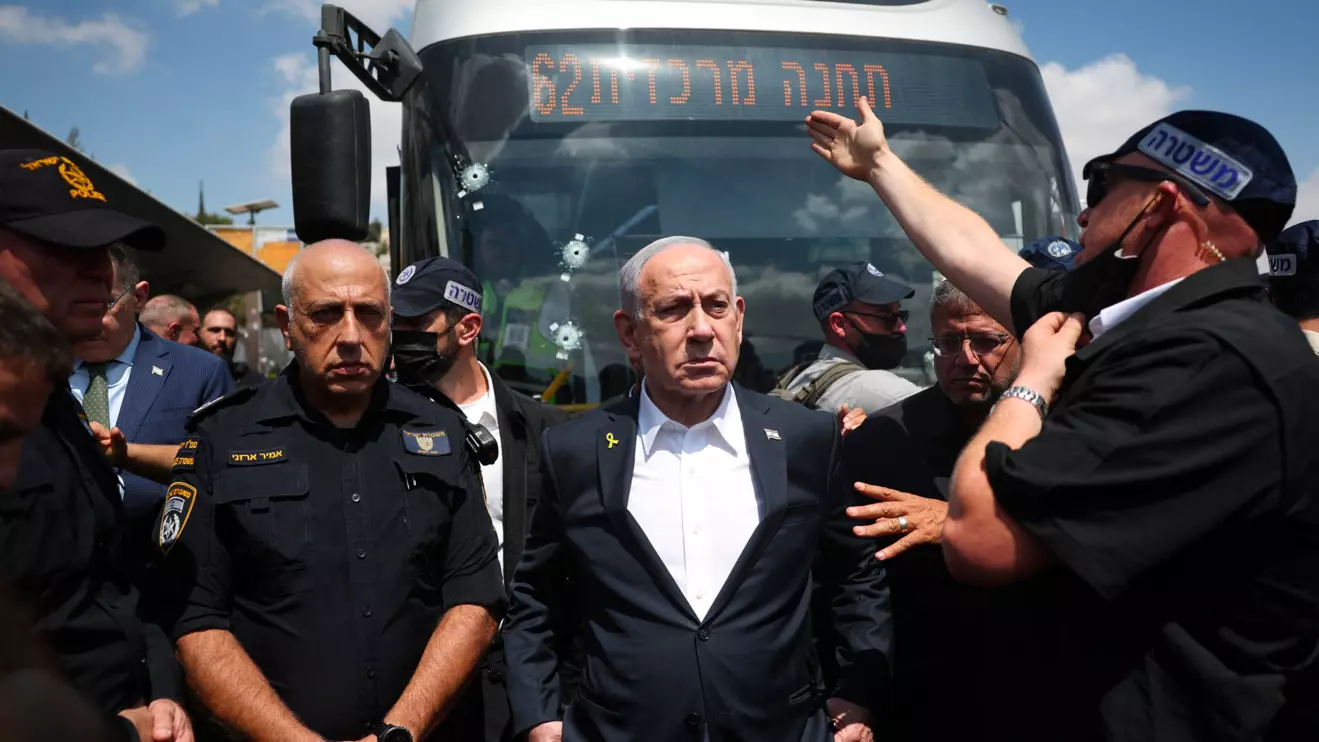 Israel's Prime Minister Benjamin Netanyahu visits the scene where a suspected shooting attack took place at the outskirts of Jerusalem September 8, 2025 Reuters/Ronen Zvulun