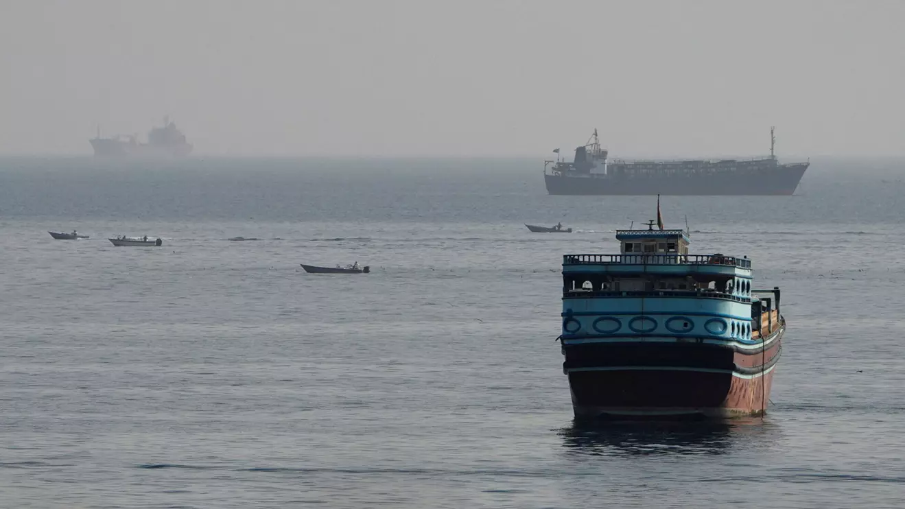 Vessels in the Strait of Hormuz, as seen from Musandam, Oman, August 3, 2026. Reuters