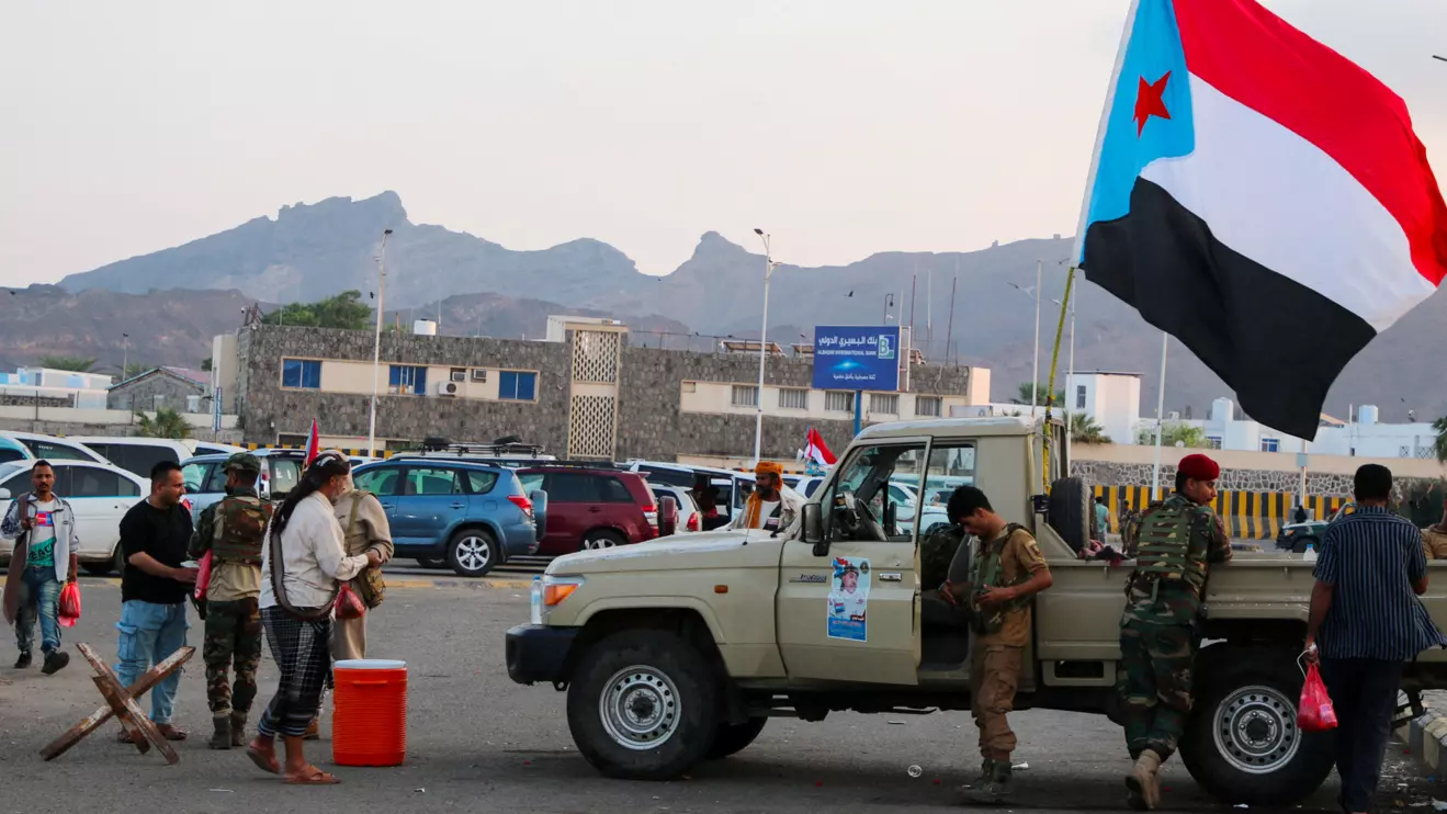 A flag of the UAE-backed separatist Southern Transitional Council (STC) flutters on a military patrol truck, at the site of a rally by STC supporters in Aden, Yemen, January 1, 2026. Reuters/Fawaz Salman