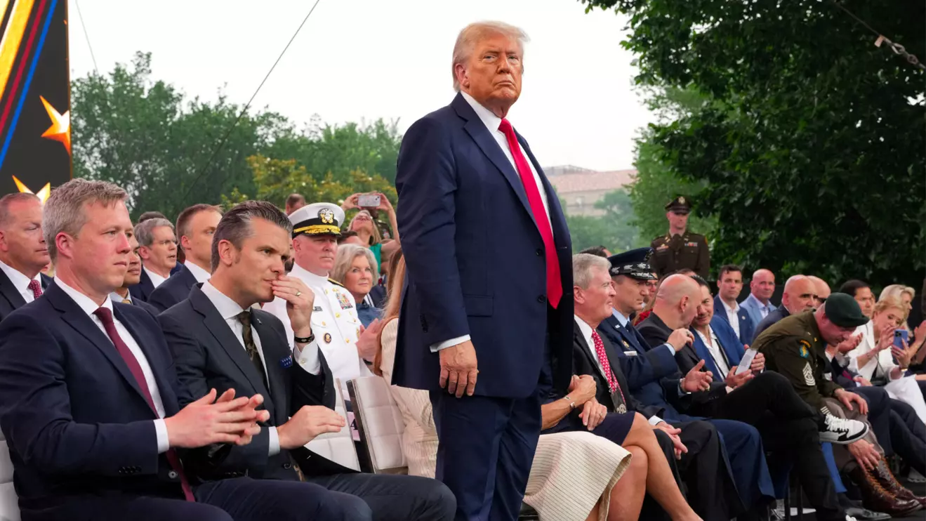 President Donald Trump attends a celebration of the Army's 250th birthday on the National Mall in Washington, D.C., U.S,, June, 14, 2025. Doug Mills/Reuters