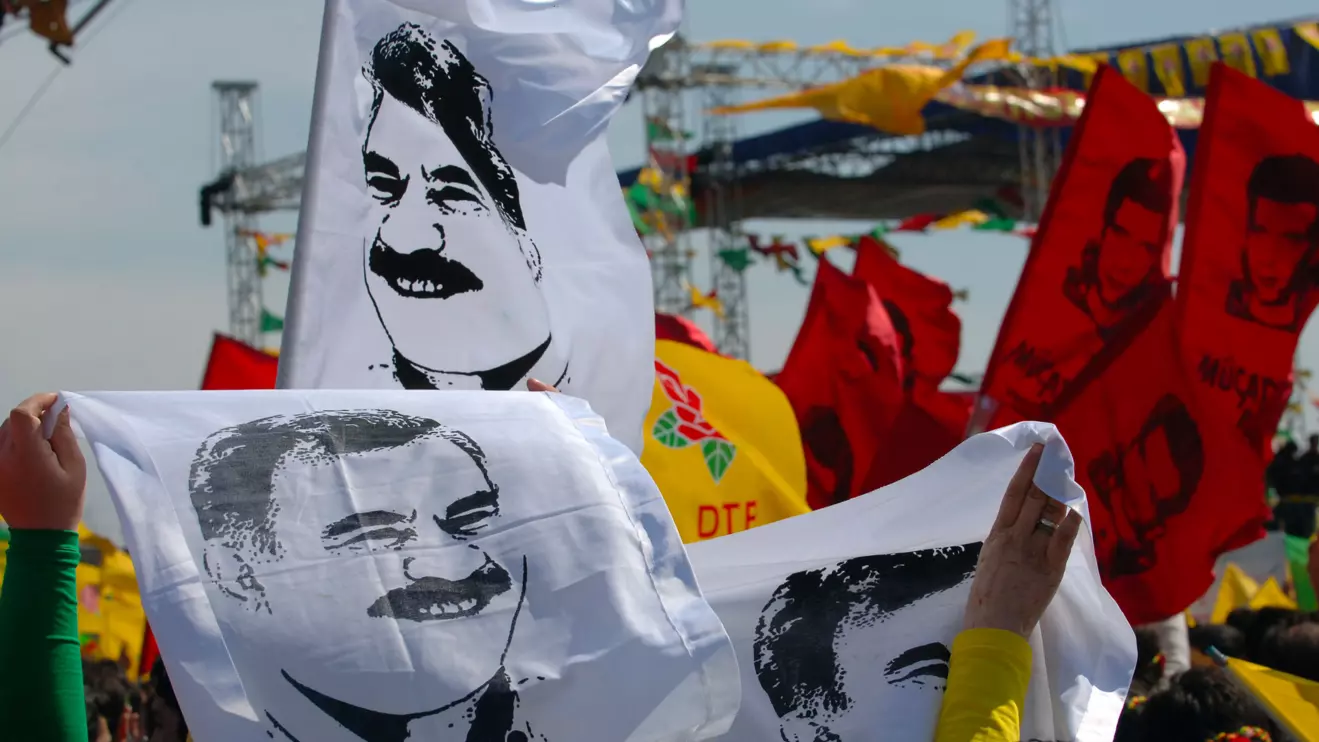 Protesters filled a central square chanting "Serok Apo" - "Chief Apo" - in support of the 76-year-old guerrilla leader © Mena Today 