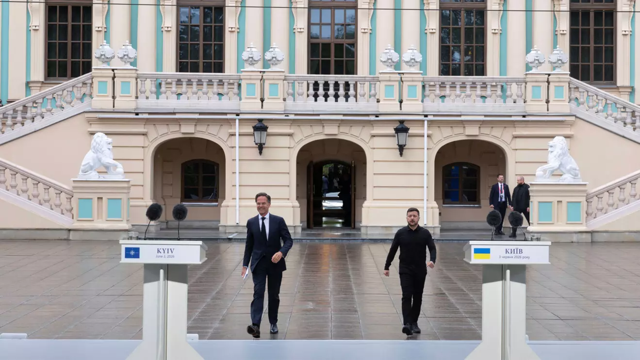 NATO Secretary General Mark Rutte and Ukrainian President Volodymyr Zelenskiy attend a press conference after talks, amid Russia's attack on Ukraine, in Kyiv, Ukraine, June 3, 2026. Reuters/Thomas Peter