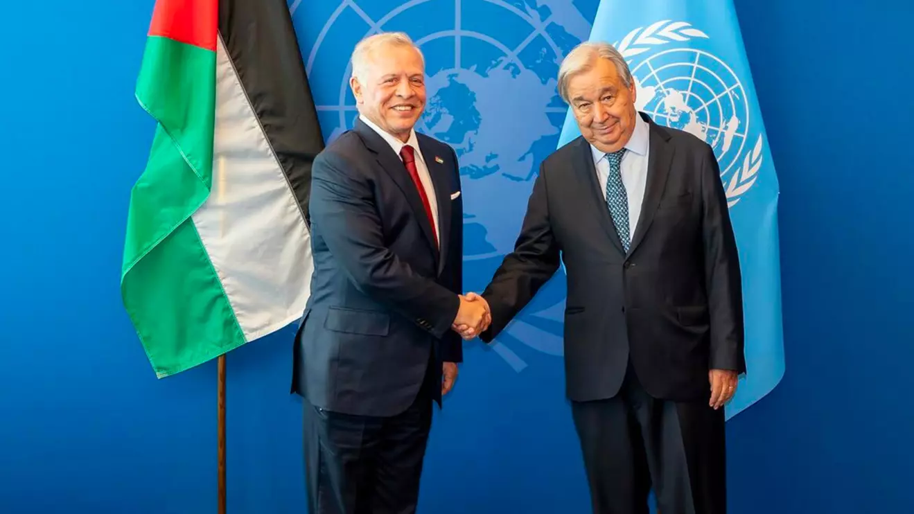United Nations Secretary-General Antonio Guterres meets with King Abdullah II on Tuesday in New York © Laura Jarriel/UN