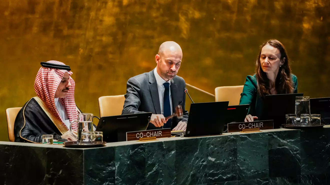 French Foreign Minister Jean-Noel Barrot, co-chairs during a High-level International Conference for the Peaceful Settlement of the Question of Palestine and the Implementation of the Two-State Solution at U.N headquarters in New York City, U.S., July 29, 2025. Reuters/Eduardo Munoz