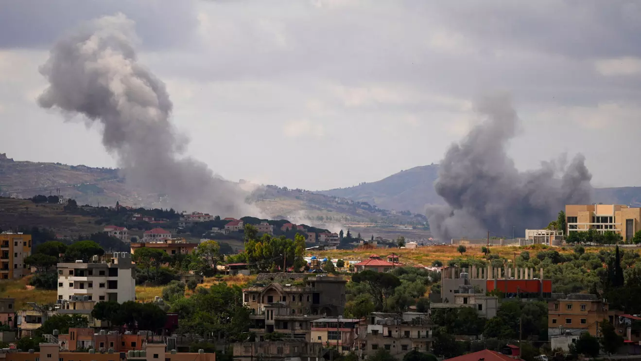Smoke billows from southern Lebanon, following Israeli strikes, as seen from Nabatieh, Lebanon, June 14, 2026. Reuters