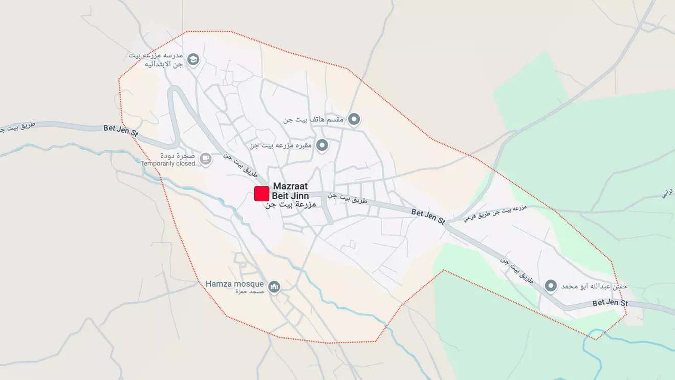 The arrests in the town of Beit Jinn, about 50 kilometres (31 miles) southwest of the capital Damascus, are part of a resurgence in Israeli military operations in southern Syria after weeks of relative quiet © Mena Today/Google Map 
