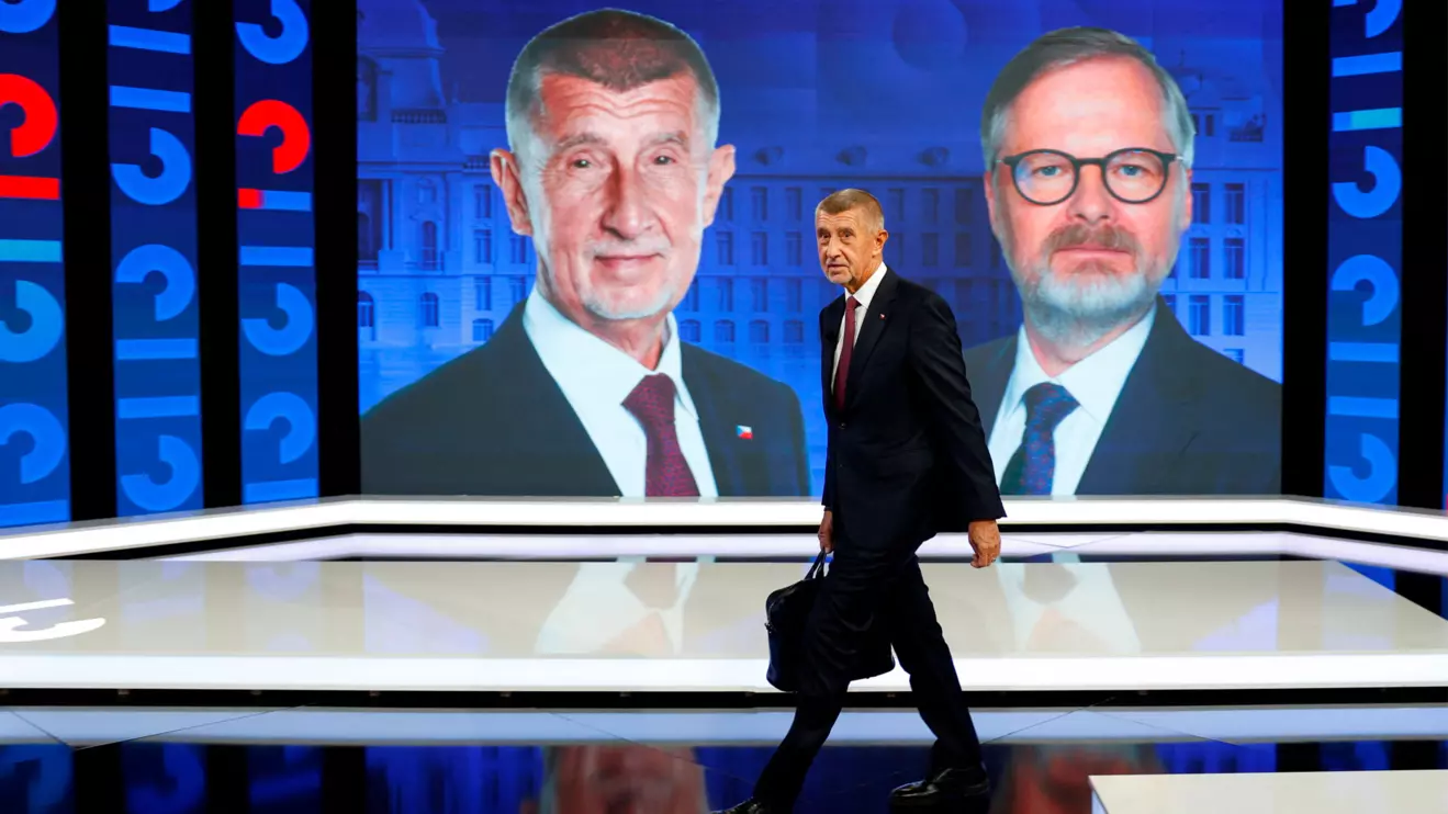 Leader of ANO party, Andrej Babis, arrives for a televised debate, ahead of the country's parliamentary election that will start on October 3, in Prague, Czech Republic, October 1, 2025. Reuters/David W Cerny