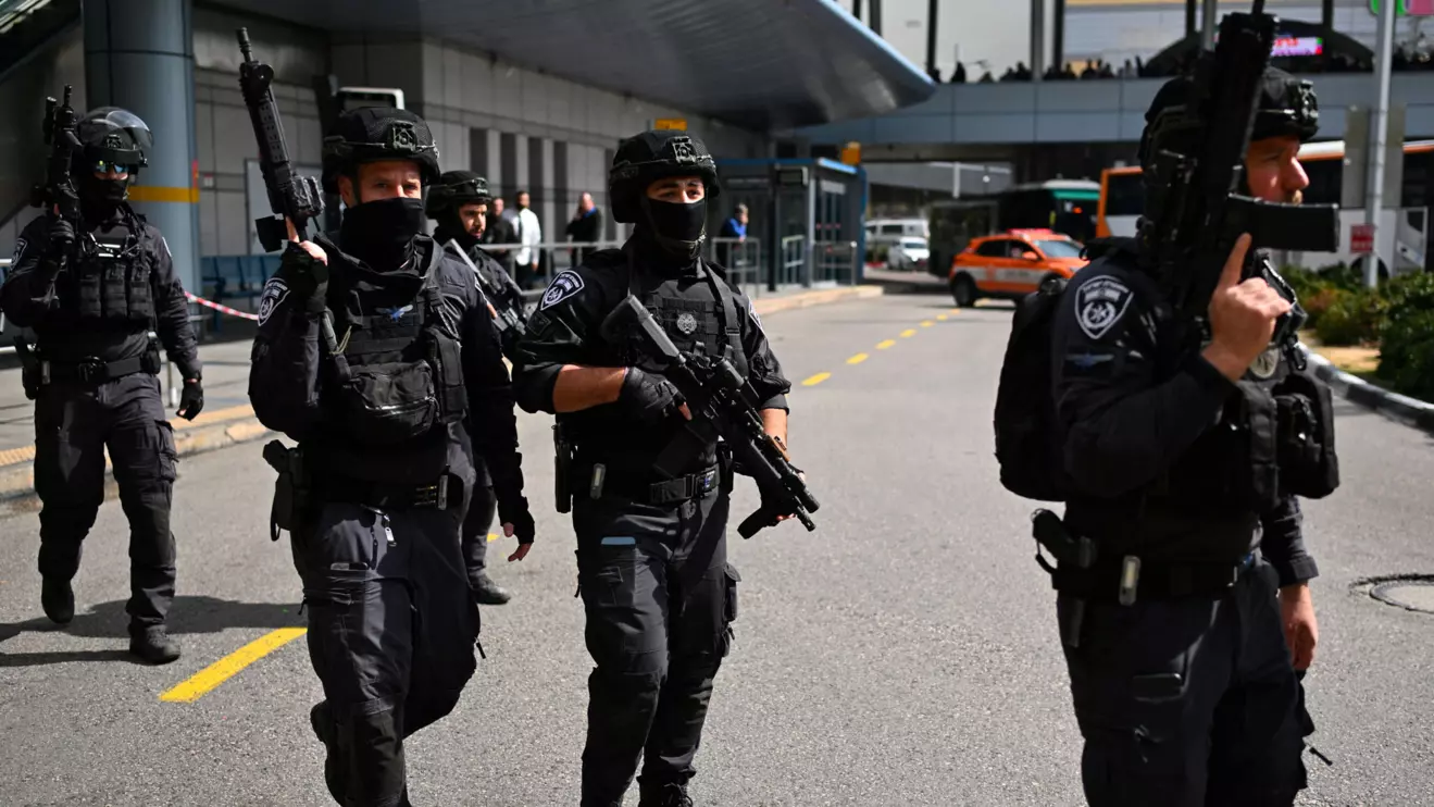 Israeli police guard the area where a suspected stabbing attack took place in Haifa, Israel March 3, 2025. Reuters/Rami Shlush