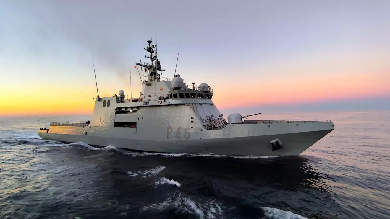 An archive image shows Spanish Navy's offshore patrol vessel 'Furor' (P-46) sailing in the sea waters in an unknown location, Reuters