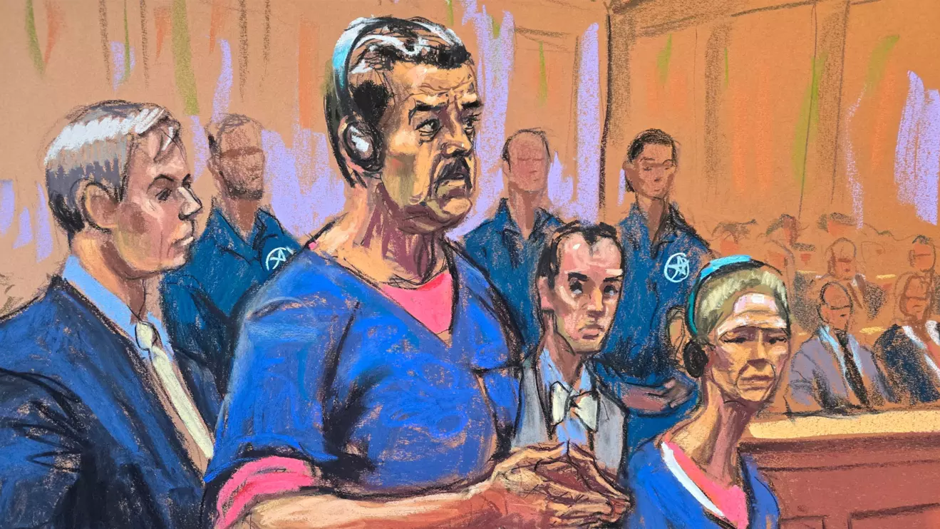 Venezuela's captured President Nicolas Maduro and his wife Cilia Flores attend their arraignment with defense lawyers Barry Pollack and Mark Donnelly to face U.S. federal charges including narco-terrorism, conspiracy, drug trafficking, money laundering and others, at the Daniel Patrick Moynihan United States Courthouse in Manhattan, New York City, U.S., January 5, 2026 in this courtroom sketch. Reuters/Jane Rosenberg