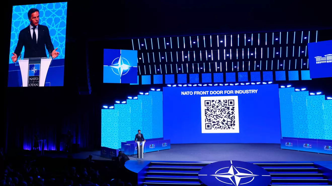 NATO Secretary General Mark Rutte speaks at the NATO Summit Defence Industry Forum, on the sidelines of the NATO leaders' Summit, in Ankara, Turkey, July 7, 2026. Reuters/Yves Herman
