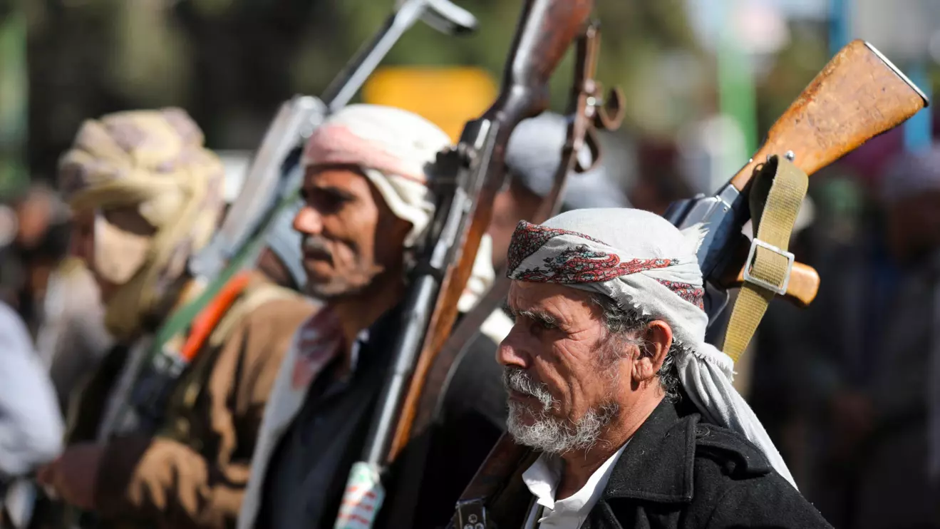 People participate in a parade after attending a Houthi military training as part of a mobilization campaign, in Sanaa, Yemen December 18, 2024. Reuters/Khaled Abdullah