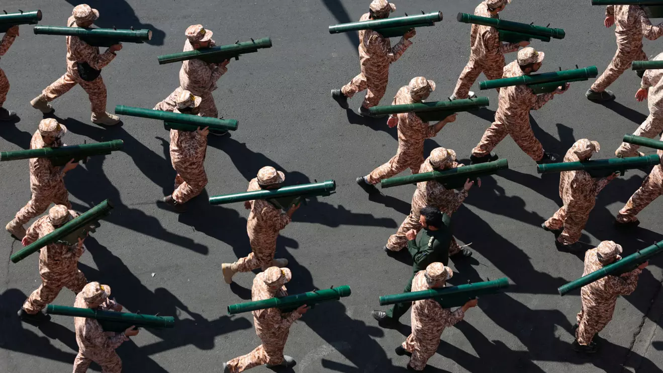 Members of Iranian militia forces (Basij) attend a military march in Tehran, Iran, September 18, 2026. Majid Asgaripour/WANA (West Asia News Agency) via Reuters