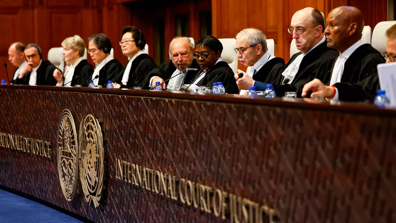 Judge Nawaf Salam, president of the International Court of Justice (ICJ), speaks during a public hearing held by ICJ, Reuters/Piroschka van de Wouw/File Photo