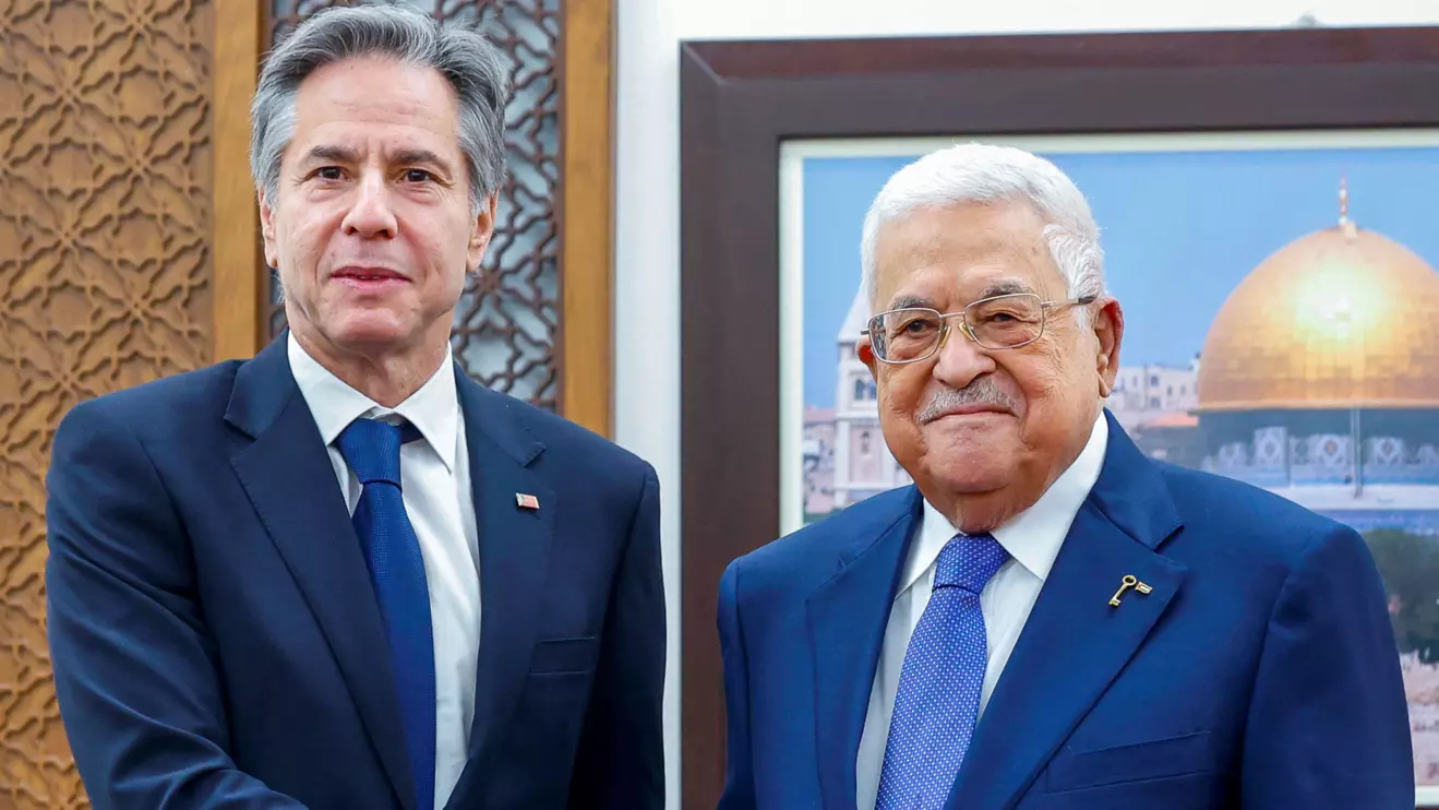 U.S. Secretary of State Antony Blinken and Palestinian President Mahmoud Abbas, Reuters/Evelyn Hockstein