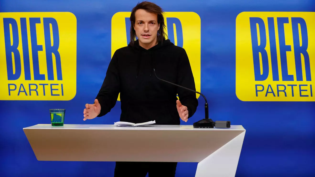 The leader of Austria’s Beer Party, Dominik Wlazny holds a press conference on this year’s parliamentary election in Vienna, Austria, January 18, 2024. Reuters/Lisa Leutner