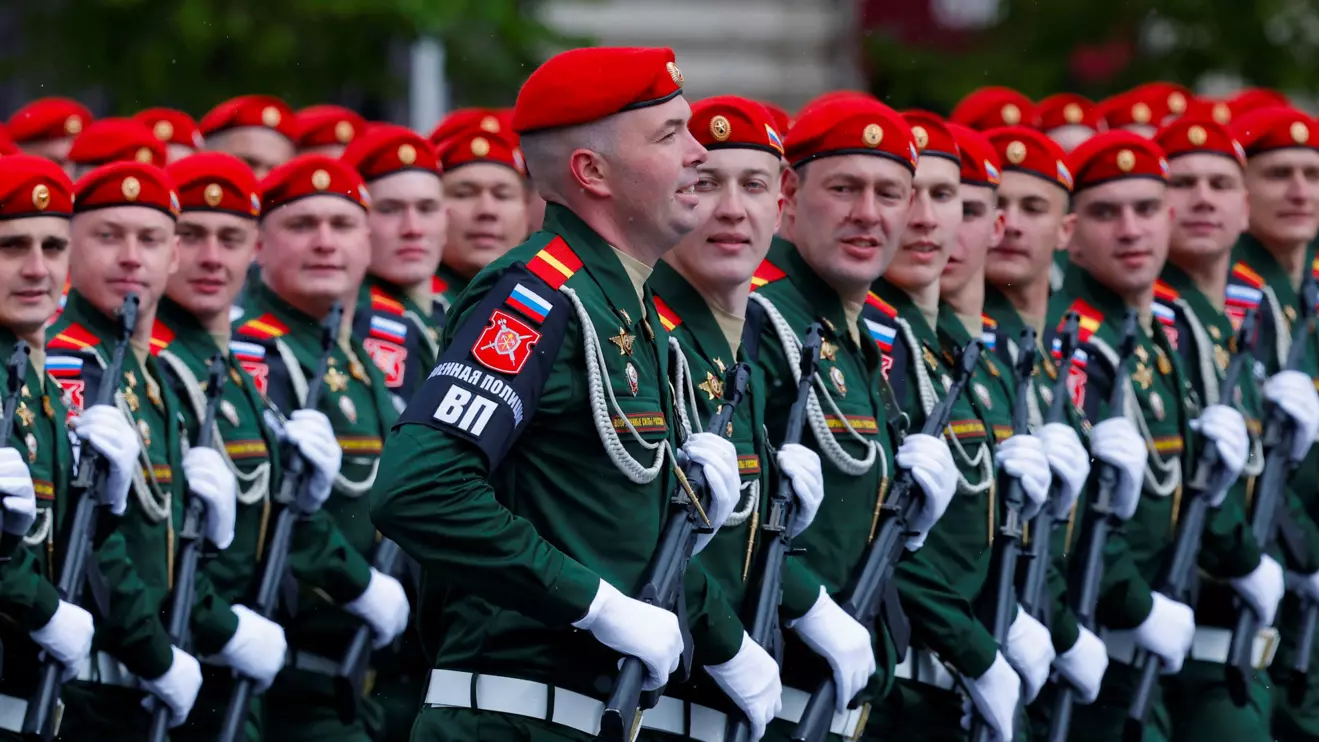 Russian service members march in columns during a military parade on Victory Day, which marks the 79th anniversary of the victory over Nazi Germany in World War Two, in Red Square in Moscow, May 9, 2024. Reuters/Maxim Shemetov
