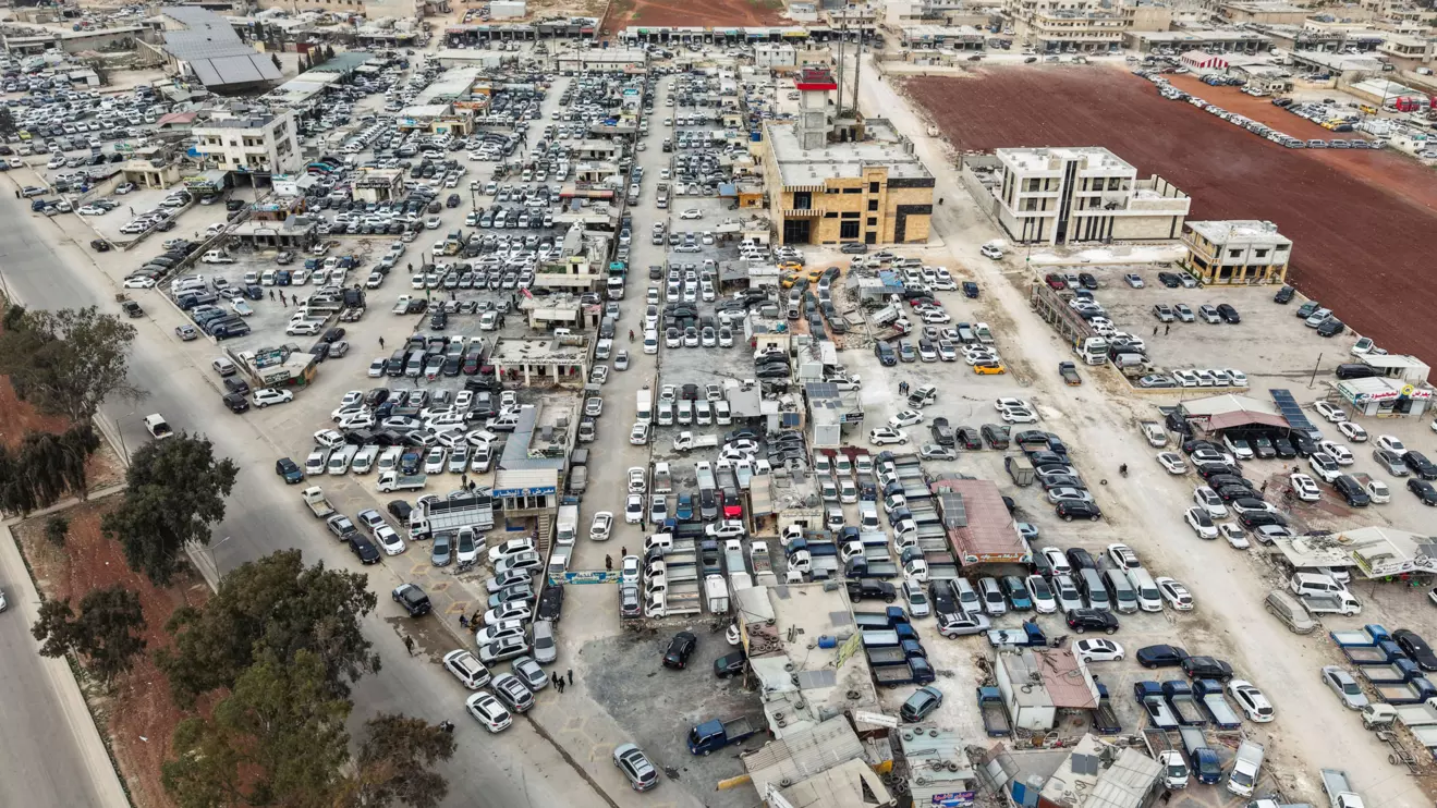 A drone view shows the car market in Sarmada town, Idlib, Syria, Reuters/Khalil Ashawi
