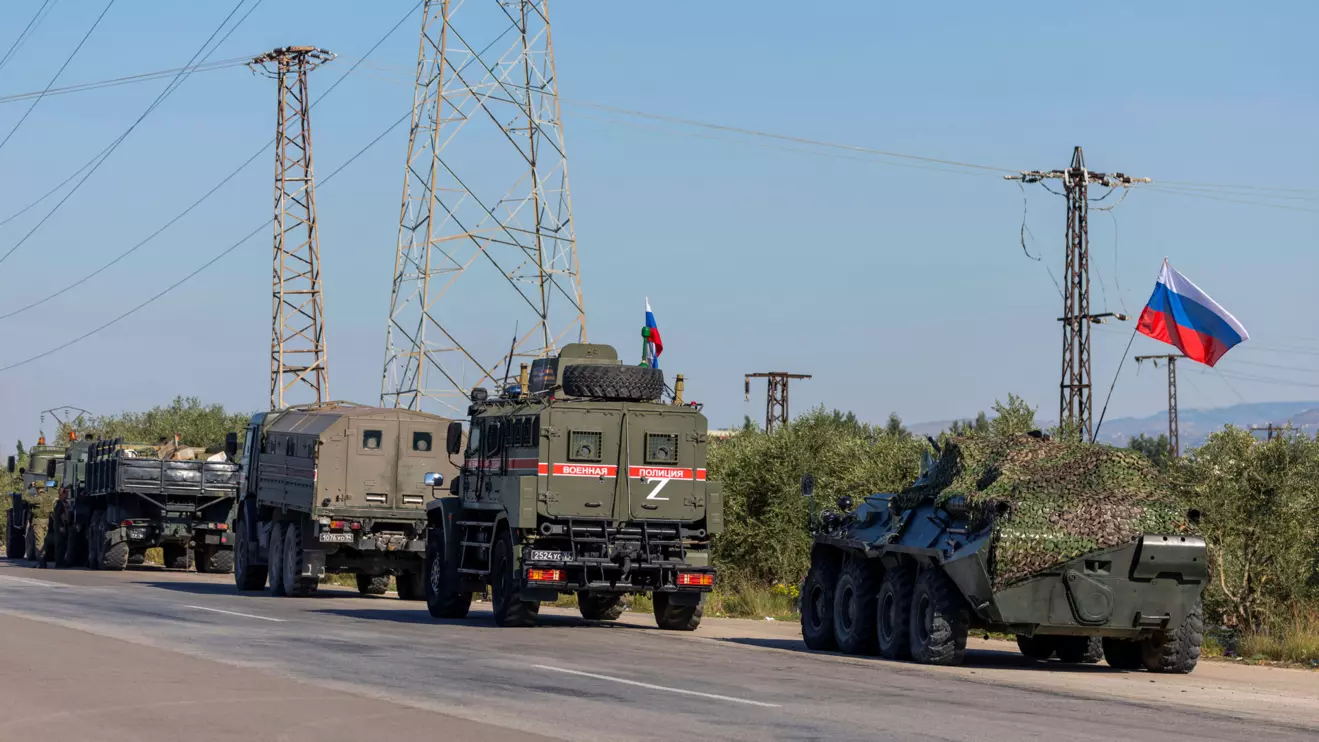 A Russian military convoy heads towards Hmeimim air base in Syria's coastal Latakia, Syria, December 14, 2024. Reuters/Umit Bektas