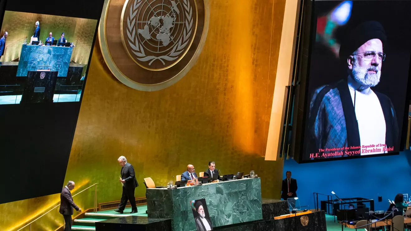 United Nations Secretary General Antonio Guterres walks to the podium to address the delegates at the United Nations General Assembly during a ceremonial tribute to Iran's President Ebrahim Raisi at the United Nations headquarters in New York  May 30, 2024, Reuters/Eduardo Munoz