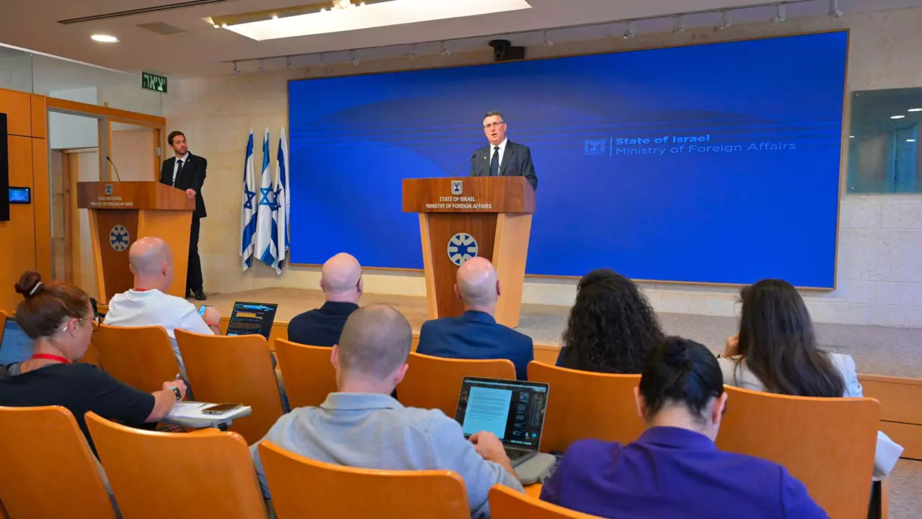 Gideon Saar on Monday at the Ministry of Foreign Affairs in Jerusalem © X