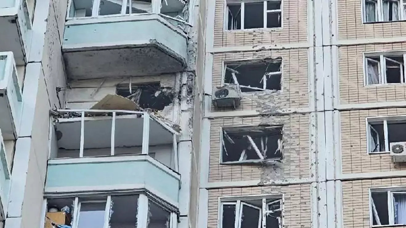 An apartment building damaged in a Ukrainian drone attack in Krasnogorsk, in the Moscow region, Russia May 17, 2026. Moscow Regional Governor Andrei Vorobyov