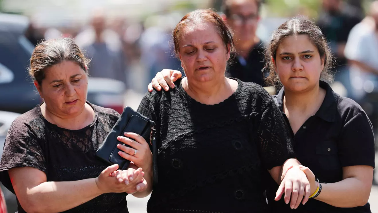 Mourners attend the funeral of victims of a suicide bombing at the Mar Elias Church on Sunday, in Damascus, Syria, June 24, 2025. Reuters/Khalil Ashawi