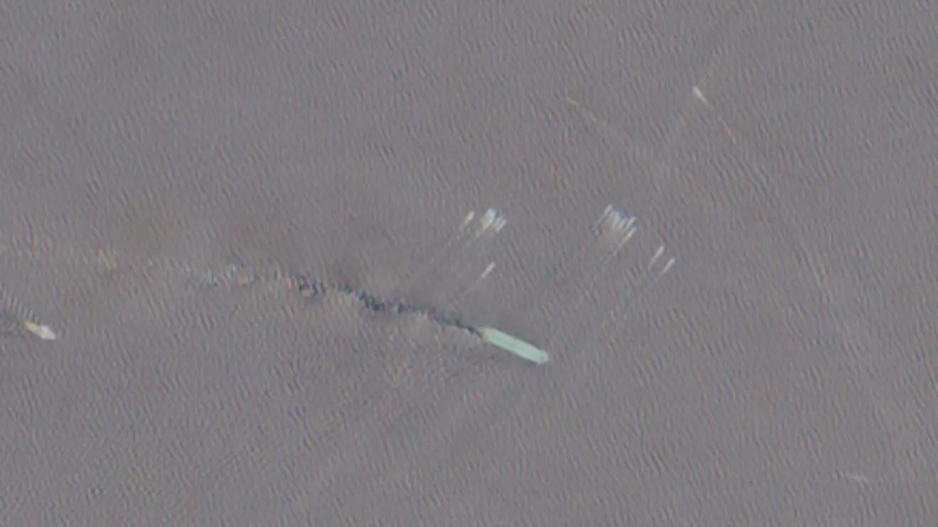A satellite image shows a group of small boats near the Strait of Hormuz, July 6,2026. EUROPEAN UNION/COPERNICUS SENTINEL-2/Handout via Reuters