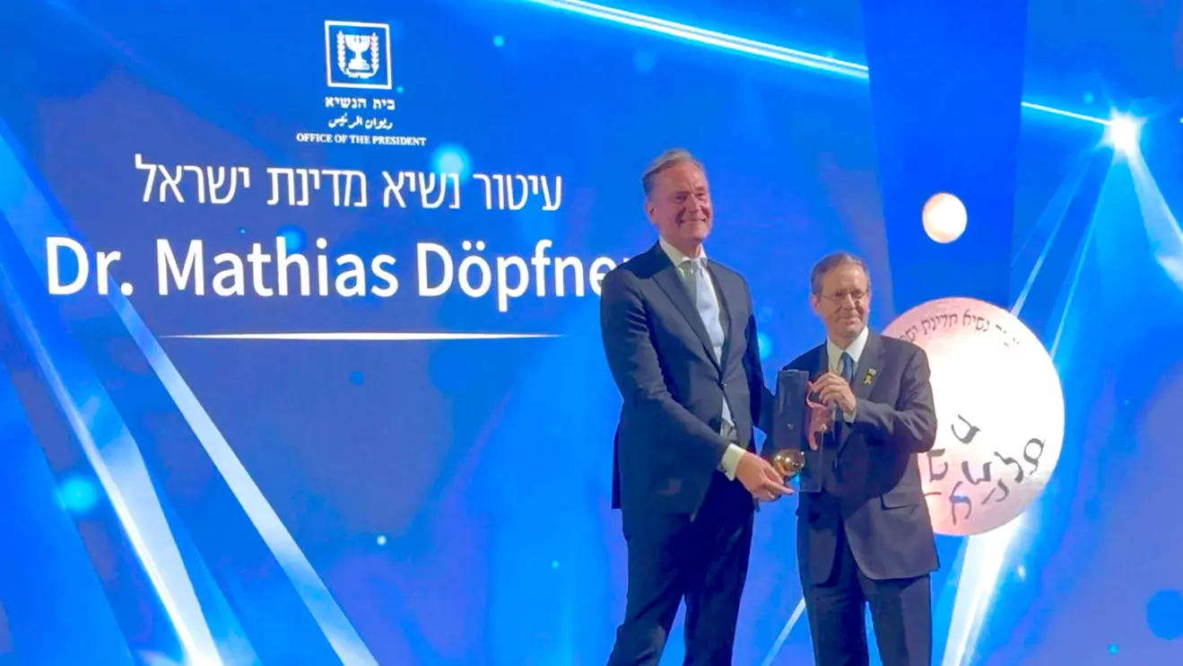Mathias Döpfner and the President of the State of Israel, Isaac Herzog