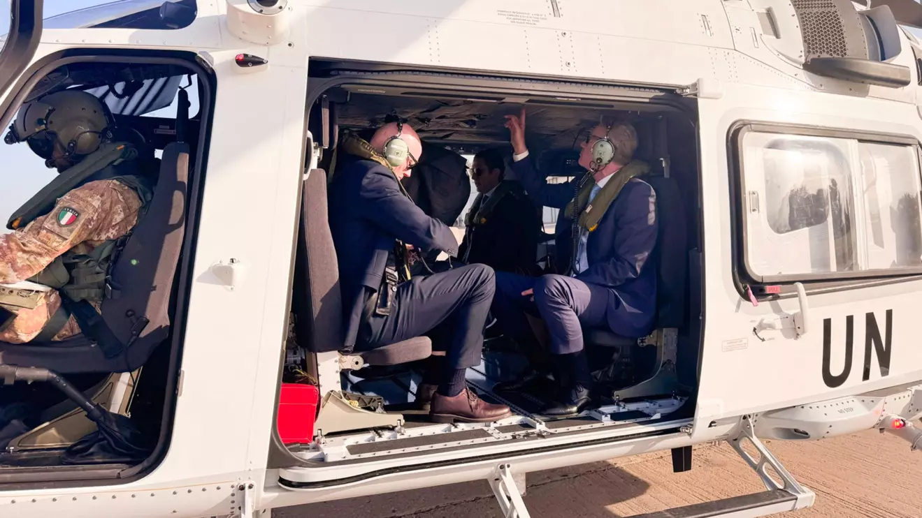 Lebanese Foreign Minister Joe Raggi during a helicopter tour with the UN force over the border villages and along the Blue Line © X