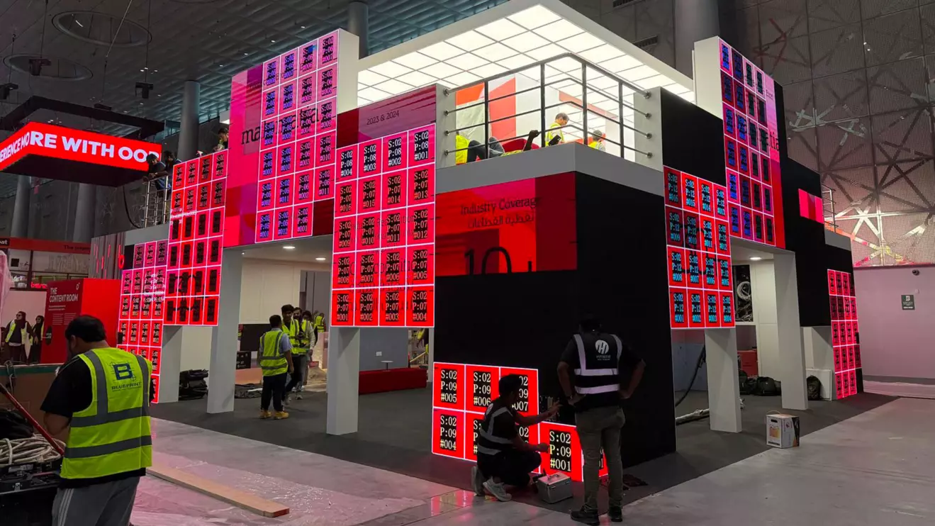 The pavilion of the cybersecurity company Malomatia at Web Summit Qatar 2025 was designed by French designer Elie Fazel © Mena Today 