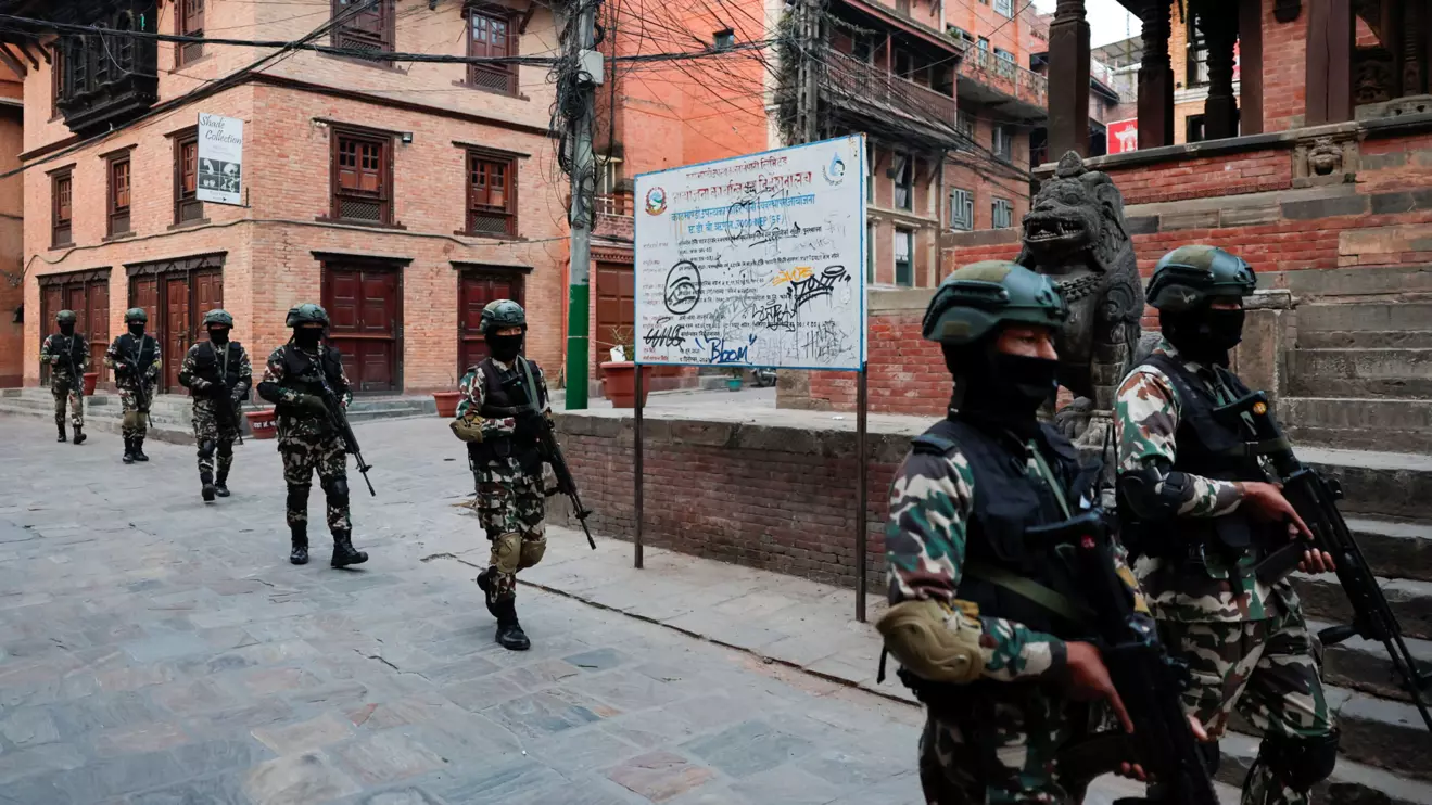 Members of the Nepali army patrol a street ahead of the House of Representatives elections scheduled for March 5, 2026, following the deadly "Gen Z" led anti-graft protests in September that toppled the government, in Lalitpur, Nepal, February 9, 2026. Reuters/Navesh Chitrakar