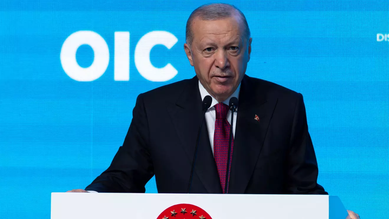 Turkish President Tayyip Erdogan speaks during the 51st Session of the Council of Foreign Ministers of the Organisation of Islamic Cooperation (OIC) in Istanbul, Turkey, June 21, 2025. Reuters/Umit Bektas
