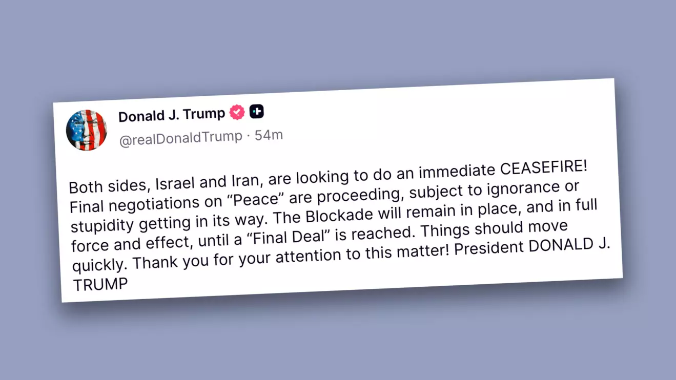 The message posted by Donald Trump on his social media platform on Monday © Mena Today