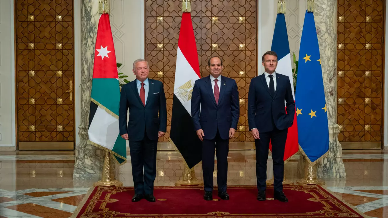 The King of Jordan and the Presidents of Egypt and France on Monday during a summit in Cairo © X
