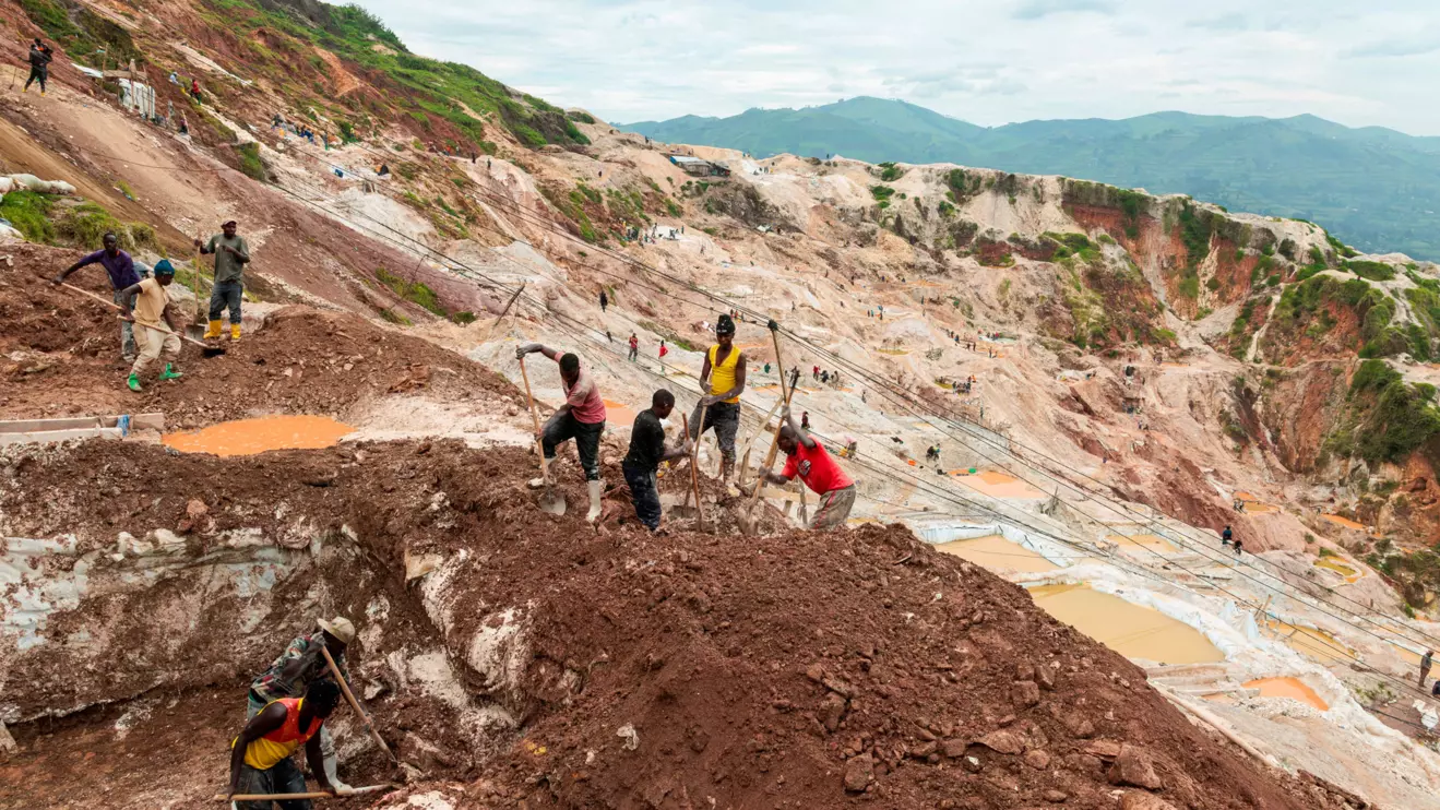 Laborers dig a new washing pool that is used in the processing of minerals such as coltan, cassiterite, or wolframite at the Rubaya coltan mine, in the town of Rubaya, which is controlled by M23 rebels, in the eastern Democratic Republic of Congo March 24, 2025. ReutersZohra Bensemra